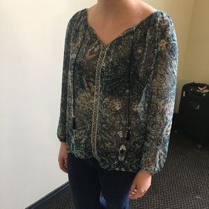 Lucky Brand Green Paisley tunic top